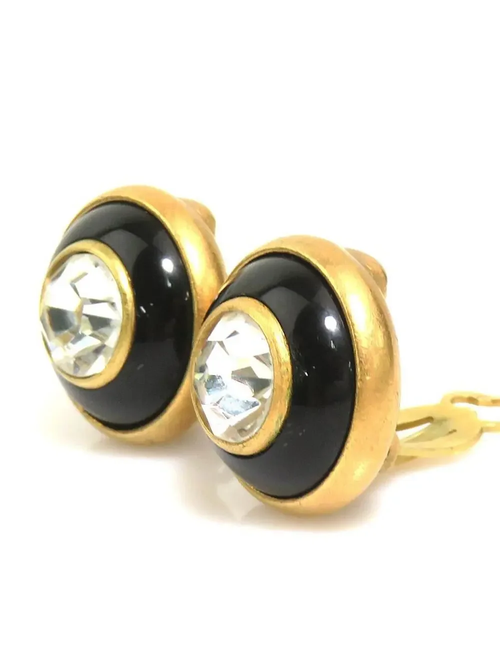 Auth Chanel Vintage Earrings Gold/Black #302720C23B